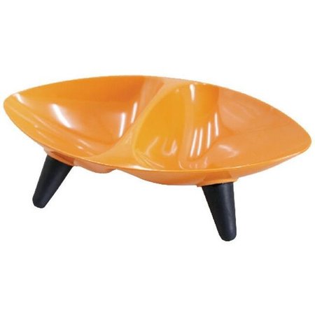 PET LIFE Pet Life S3ORDBP Melamine Couture Sculpture Double Food and Water Dog Bowl; Orange S3ORDPB